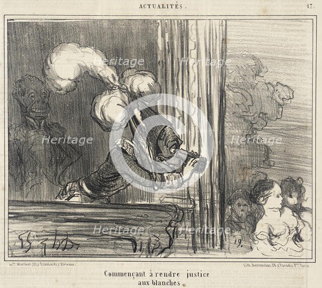 Commençant à rendre justice aux blanches, 1859. Creator: Honore Daumier.
