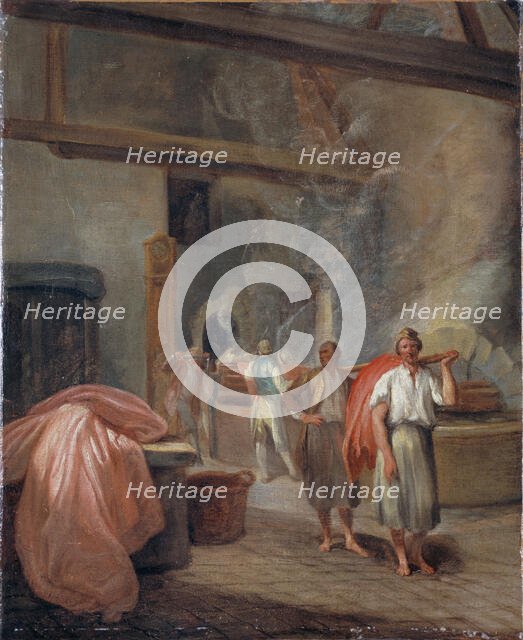 Intérieur d'un atelier de teinture, aux Gobelins, c1760. Creator: Ecole Francaise.