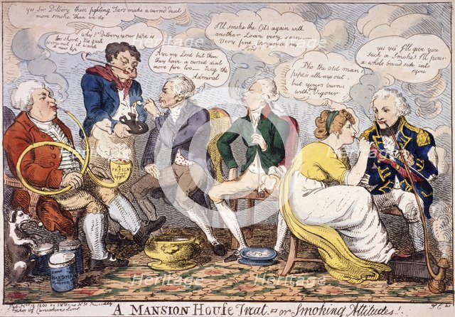 'A Mansion House treat - or smoking attitudes', London, 1800. Artist: Anon