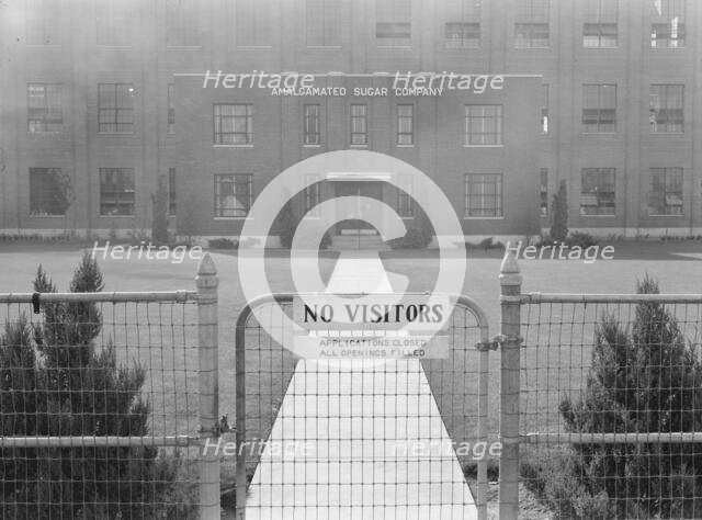 Entrance to Amalgamated Sugar Company factory at opening..., Nyssa, Malheur County, Oregon, 1939. Creator: Dorothea Lange.