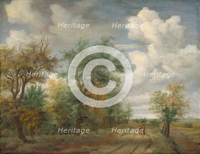Wooded Landscape with Figures, c. 1658. Creator: Meindert Hobbema.