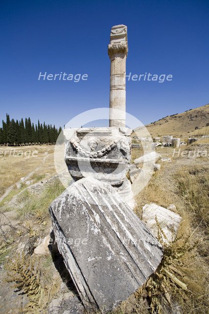 The remains of a stoa, Pamukkale (Hierapolis), Turkey. Artist: Samuel Magal