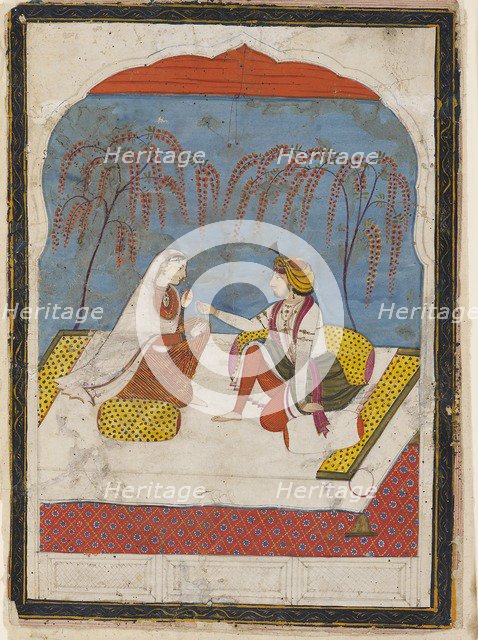 A Raja offering a bracelet to a lady, 19th century. Artist: Unknown.