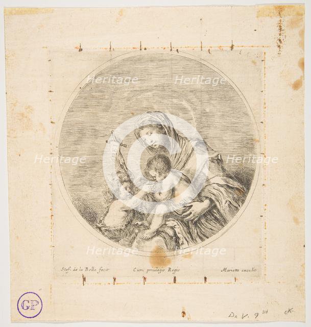 The Virgin and Child with Saint John, a round composition, ca. 1641. Creator: Stefano della Bella.