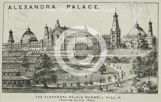The Alexandra Palace, Muswell Hill N., from the bicycle track, 19th century. Creator: Unknown.