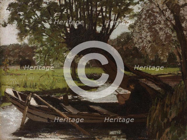 Boat with a Pollard Willow, 1863. Creator: Matthijs Maris.