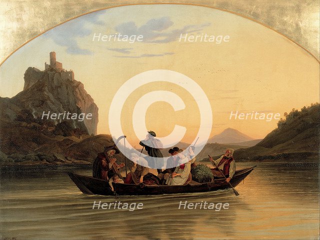 Crossing at Schreckenstein, 1837. Artist: Richter, Adrian Ludwig (1803-1884)