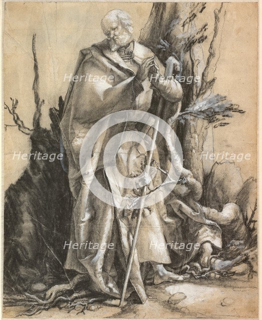 Bearded Saint with walking stick, c. 1516. Artist: Grünewald, Matthias (ca 1470-1528)
