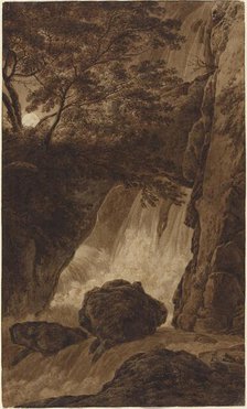 A Waterfall by Moonlight. Creator: Franz Kobell.