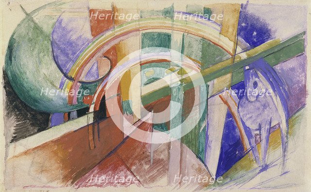 Blue Horse with Rainbow. Artist: Marc, Franz (1880-1916)