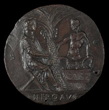 Nero, Laureate, Seated Under Palm Tree [reverse], fourth quarter 15th century. Creator: Antonio Averlino.