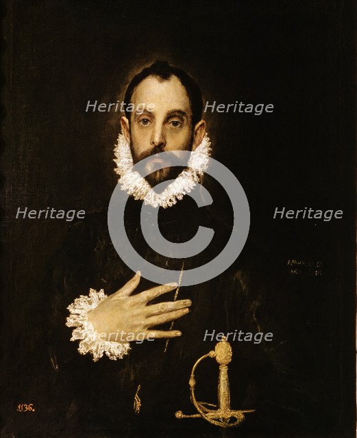 The Knight of the hand on the chest', anonymous personage painted by El Greco, in the Prado Museum.