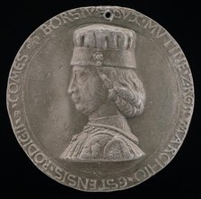 Borso d'Este, 1413-1471, Marquess of Ferrara 1450, Duke of Modena and Reggio 1452 [obverse], 1460. Creator: Petrecino.