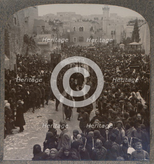 'Christmas procession in Bethlehem', c1900. Artist: Unknown.