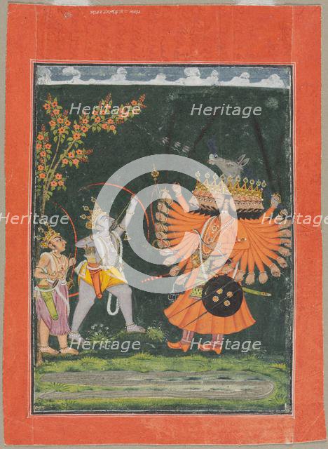 Rama and Laksmana Fighting Ravana, c. 1750. Creator: Unknown.