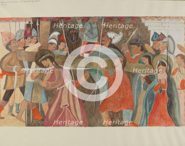 Station of the Cross No. 5: "Jesus is Assisted in Carrying His Cross, c. 1936. Creator: William Herbert.