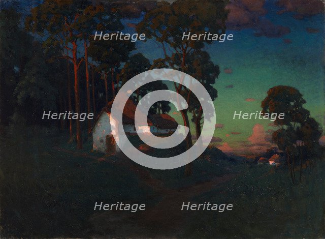 Village at Sunset, 1923. Artist: Wroblewski, Konstantin (Joseph-Valentin) (1868-1939)