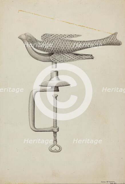 Silver Bird Sewing Holder, c. 1936. Creator: James M. Lawson.