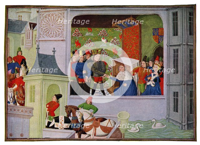 'Interview of Richard II and the Duke of Gloucester', 14th century (15th Century).Artist: Master of the Harley Froissart