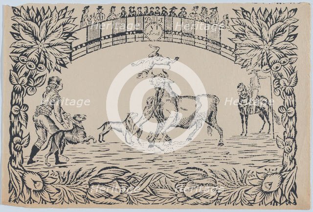 Suerte VI: The torero's assistant sets dogs on the bull, ca. 1850-80., ca. 1850-80. Creator: Anon.