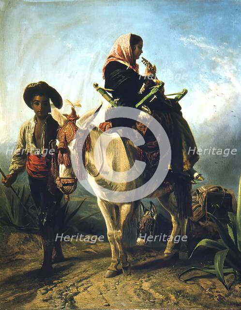 Spanish Peasants-The Wayside in Andalucia, 1863. Creators: John Phillip, Richard Ansdell.