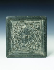 Square bronze mirror with scrolling peonies, Southern Song dynasty, China, 12th century. Artist: Unknown