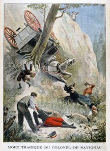 The tragic death of Colonel de Savignac, 1901. Artist: Unknown