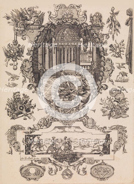 Plate twelve from Nouveavx Desseins D'Arquebvseries, dated 1736. Creator: de La Collombe.