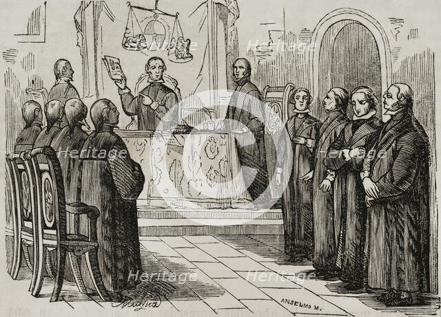 The conspiracy of El Escorial (1807): The El Escorial ruling, Spain, (1851).  Creator: Unknown.