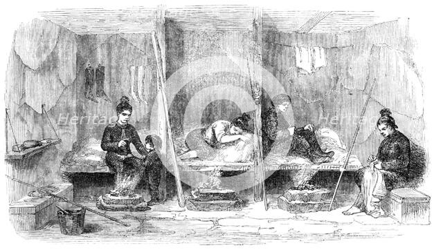 Interior of a Greenlander's Hut, 1856.  Creator: H. Crane.