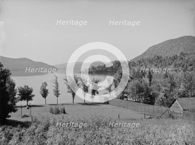 Lake and Rogers' Rock from the north, Lake George, N.Y., The, c1904. Creator: Unknown.