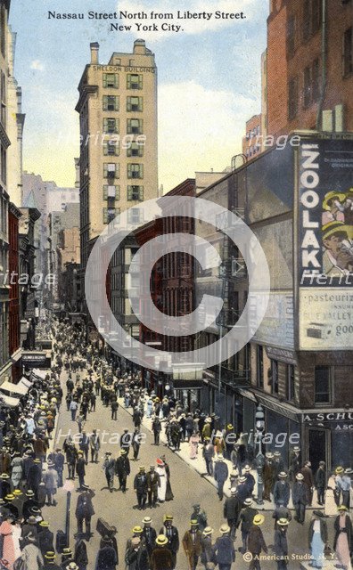 Nassau Street North from Liberty Street, New York City, New York, USA, 1916. Artist: Unknown
