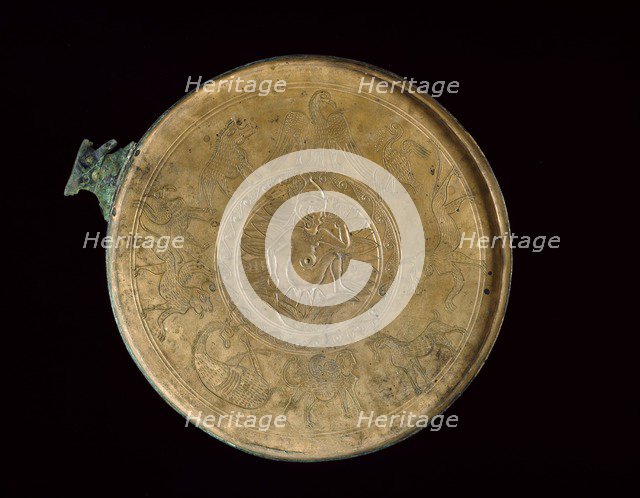 Cast bronze mirror-cover with bust of a woman in relief, 1st century BC - 1st century AD. Artist: Unknown.