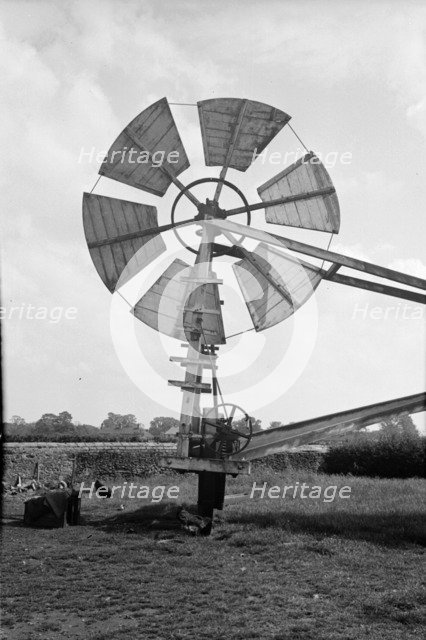 Fan staging on a windmill at Tottenhill in Norfolk, 1936. Artist: HES Simmons