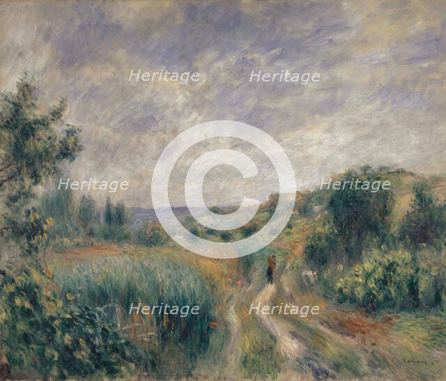 Landscape near Essoyes (Landscape with two Figures on the Grass), 1892. Creator: Renoir, Pierre Auguste (1841-1919).