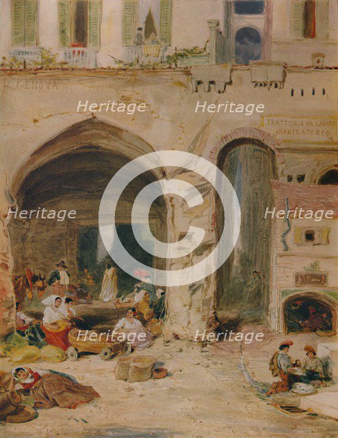 'A Courtyard in Genoa', c1850, (1935). Artist: James Holland.