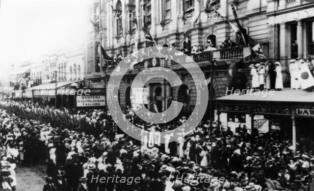 Parade in Queen Street, Brisbane, Queensland, 1914. Creator: Unknown.