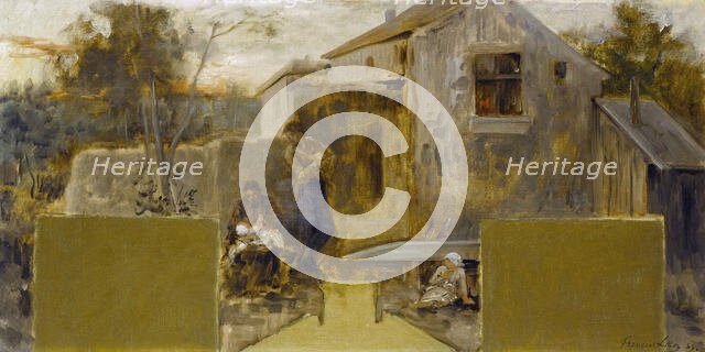 Esquisse pour la sale des mariages de la mairie de Nogent-sur-Marne : La famille, 1889. Creator: Francois Lafon.