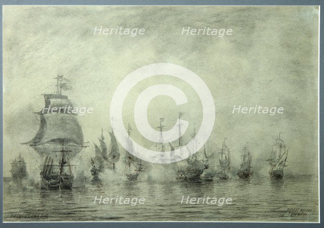 First Naval Battle. Naum Senyavin, 1865-1866. Artist: Bogolyubov, Alexei Petrovich (1824-1896)