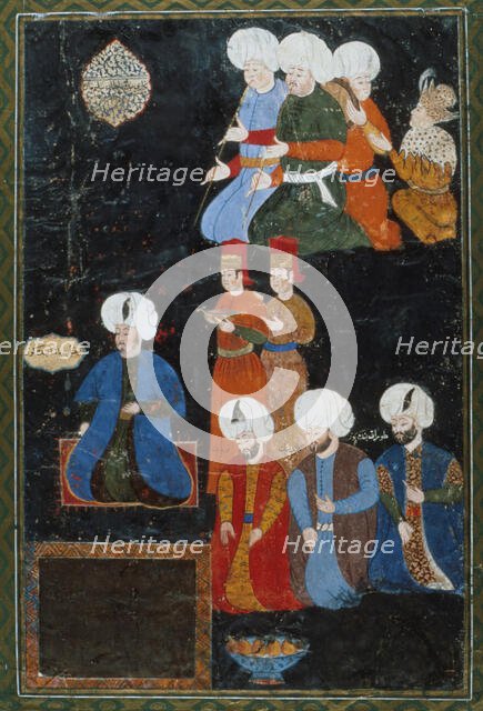 Portrait of a Turkish Pasha with Attendants, c1570. Creator: Haydar Nigari.