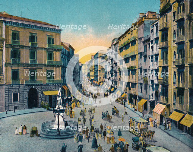 'Napoli - Via Roma, Largo Carita Con Monumento A Carlo Poerio', c1900. Creator: Unknown.