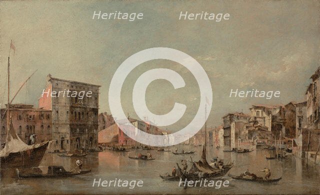 The Grand Canal in Venice with Palazzo Bembo, about 1768. Creator: Francesco Guardi.