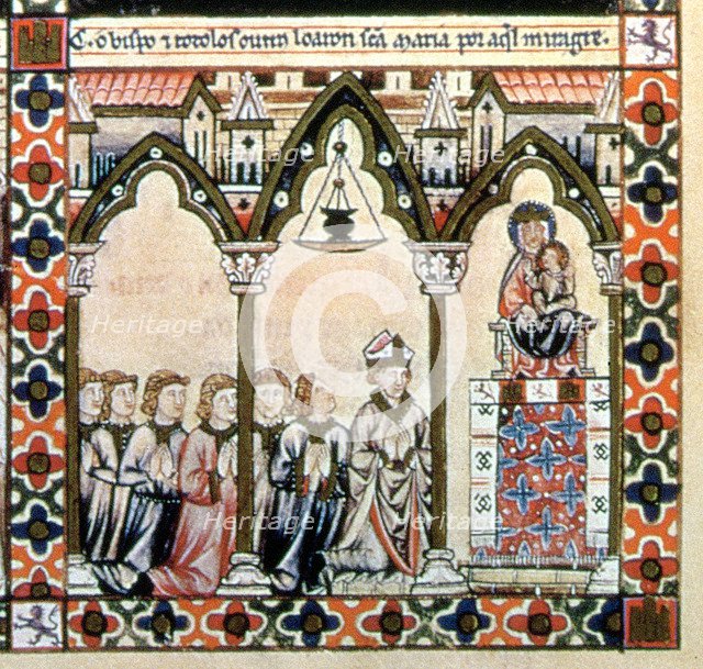 Cantiga XXXIII: Esta é como Santa Maria levou en salvo o romeu que caera no mar, e o guyou per so…