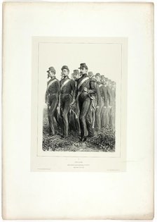 Artillery men, from Souvenirs d’Italie: Expédition de Rome, 1858. Creator: Auguste Raffet.