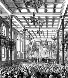City of London College: the Prince and Princess of Wales in the Lecture-Hall at the Opening, 1883. Creator: Unknown.