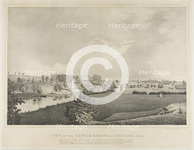 View of the Battle Ground at Concord, Massachusetts, c. 1850. Creator: Fitz Hugh Lane.