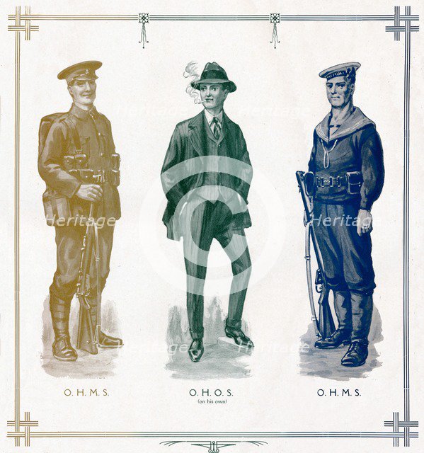 'O.H.M.S, O.H.O.S. (on his own), O.H.M.S.', 1916. Artist: Unknown.