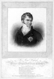 Prince Leopold George Christian Frederick of Saxe-Coburg-Saalfeld, 1818.Artist: Robert Cooper