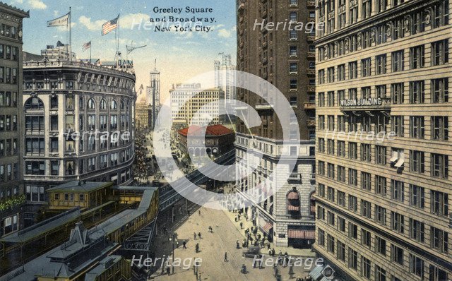 Greeley Square and Broadway, New York City, New York, USA, 1916. Artist: Unknown