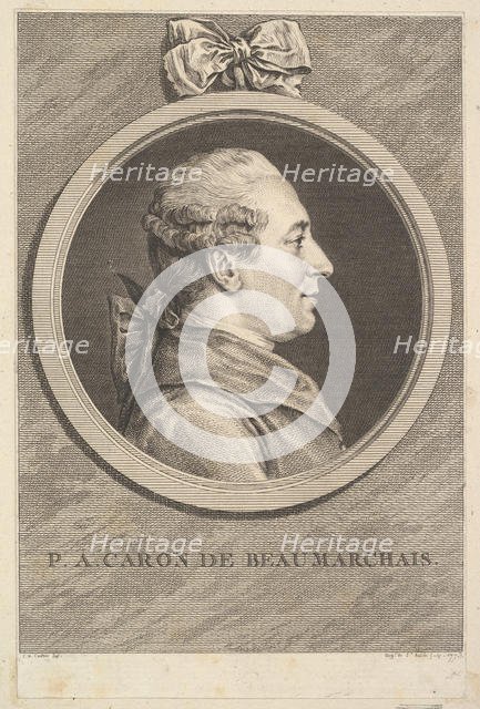 Portrait of P. A. Caron de Beaumarchais, 1773. Creator: Augustin de Saint-Aubin.